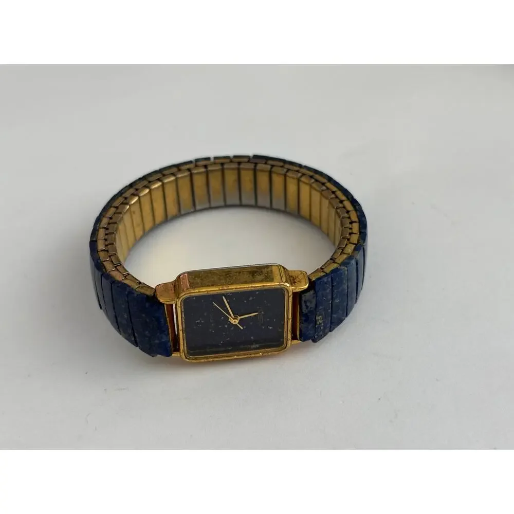 Vintage Homer Watch Genuine Lapis Lazuli Dial Stretch Bracelet